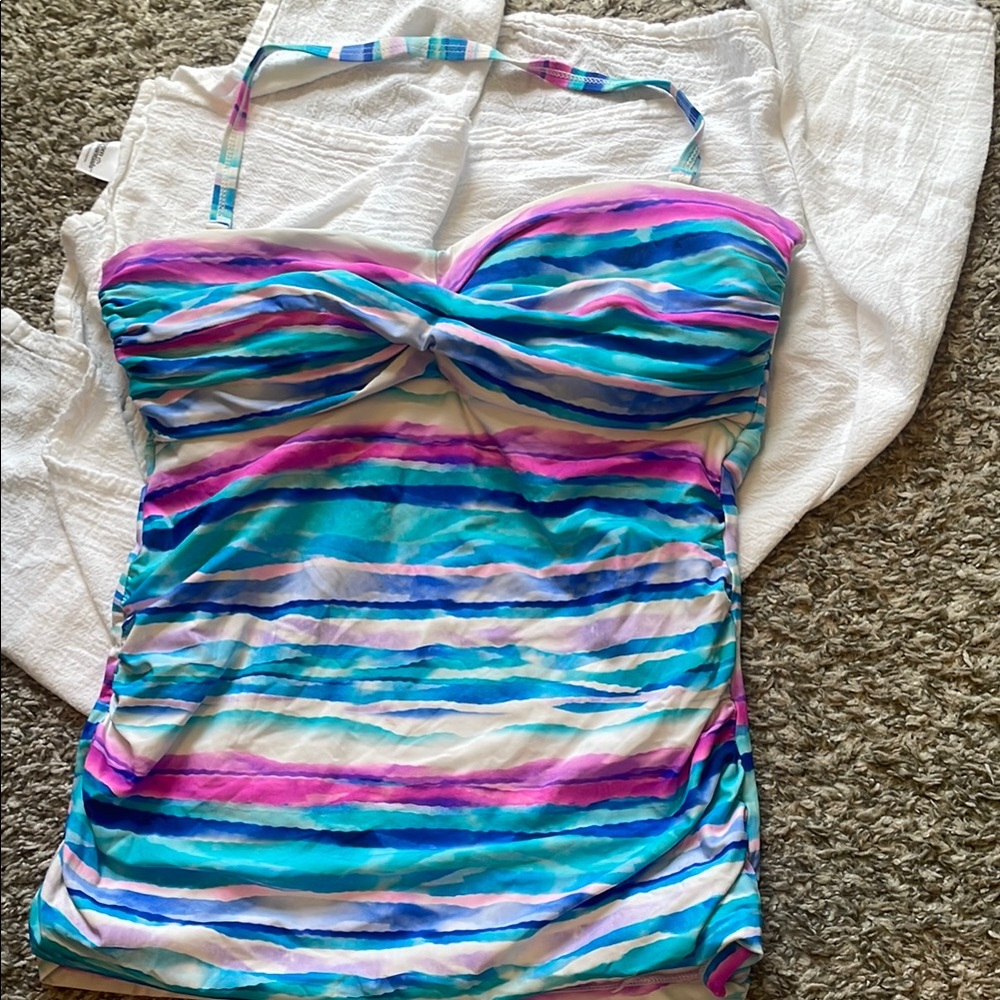 FREE with PURCHASE Striped Multicolor Swimsuit Top M